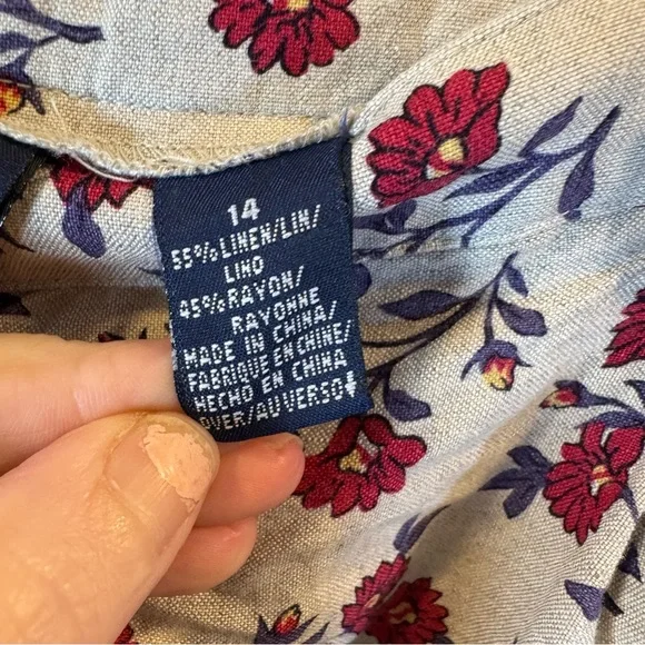 Chic Floral Maxi Skirt - Cream with Red flowers linen blend Read* - Picture 5 of 7